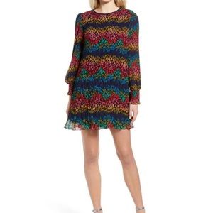 Never Fully Dressed Multicolor Leopard Print Long Sleeve Plisse Dress size 8